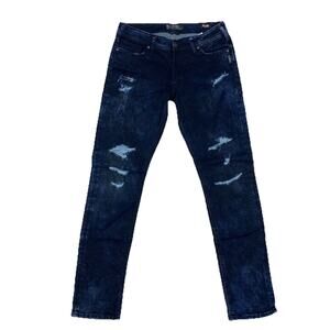 Silver Jeans Co Tuesday Mid Skinny Womens 31x31 Blue Distressed Ripped Dark Wash